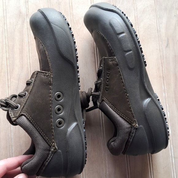 Crocs Velocity CrostrComfort Work Shoes Unisex Sz W7 M5 Lace Up Leather Non Slip - Picture 8 of 10